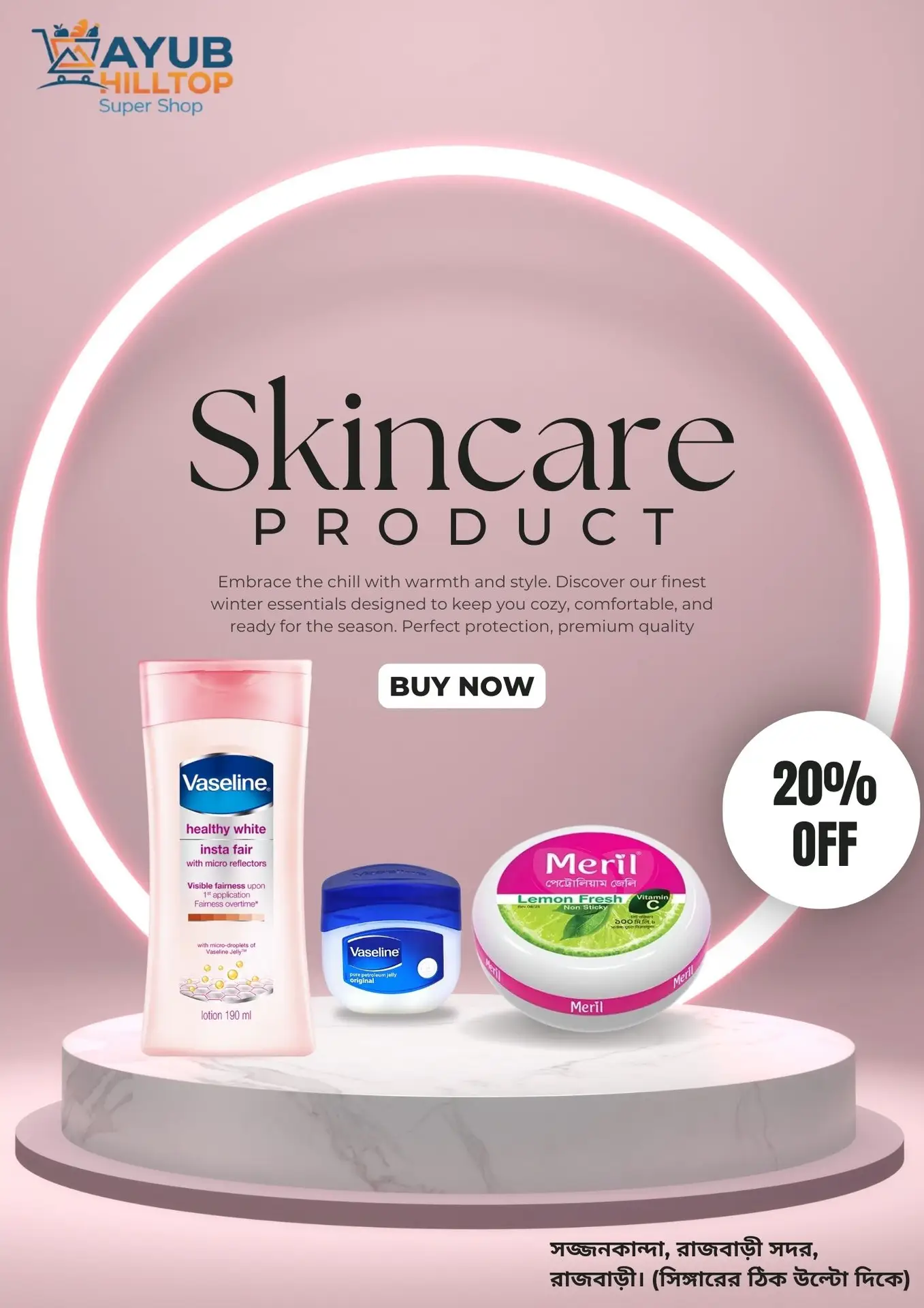 White and Pink Skincare Product Flyer