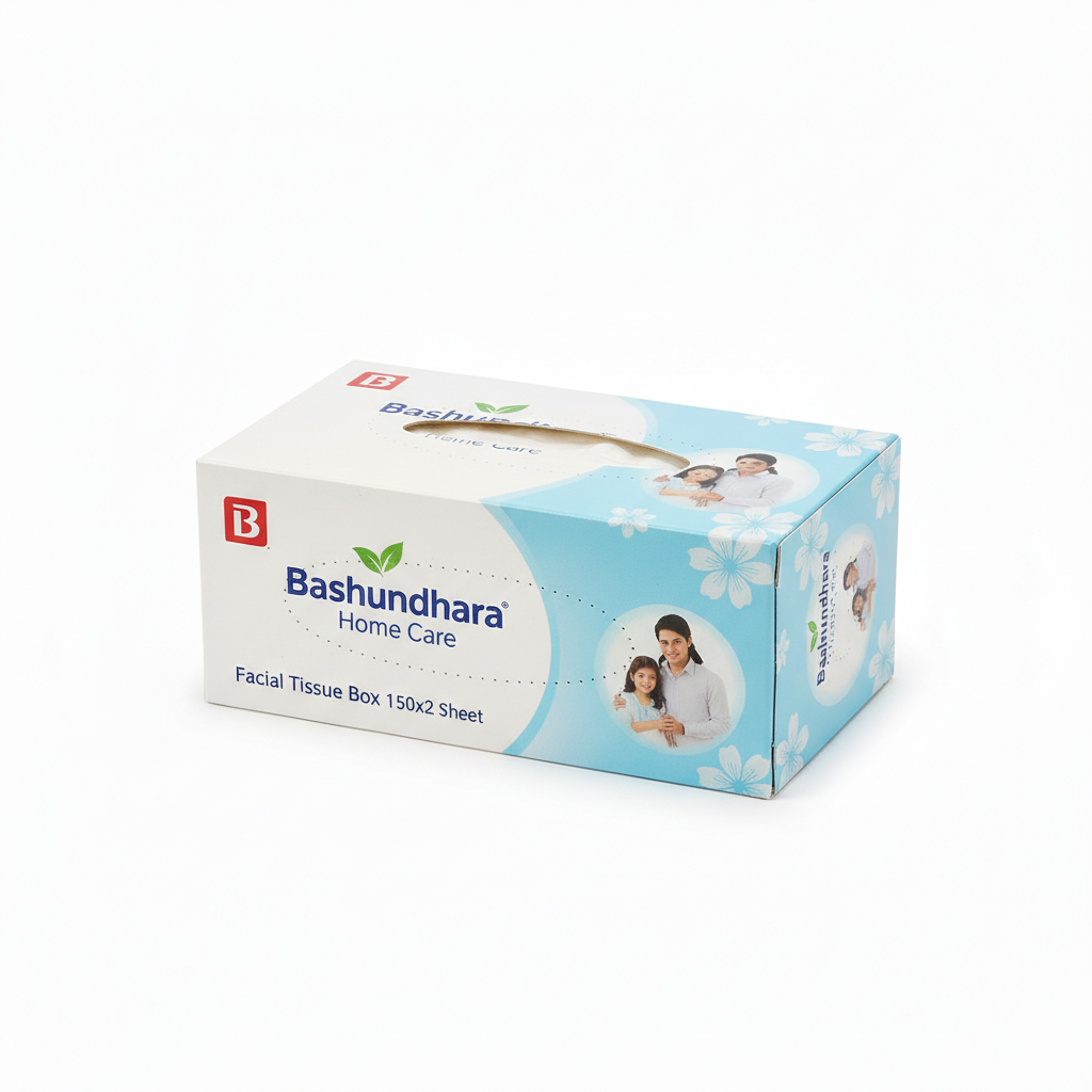 enh_norm_f17f6e70-5959-4bb4-bf13-0d62620b264f.png Bashundhara Facial Tissue Box 150x2 Sheet - Image 1